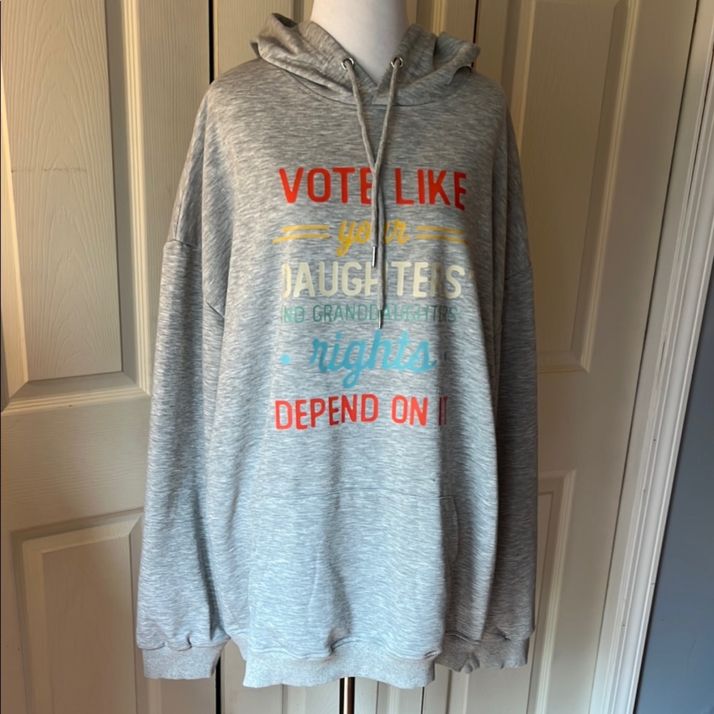 Gildan Oversized Gray and Red Hoodie Relaxed Fit